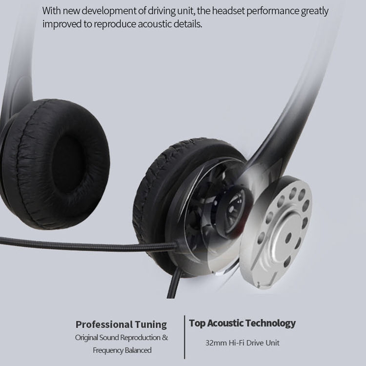 SOYTO SY490 Teaching Office Netzwerk-Klasse Studentenausbildung Computer-Headset, Stil:, Doppeltes Ohr Schwarz Trennung USB