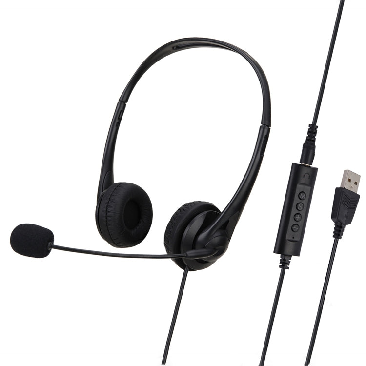 SOYTO SY490 Teaching Office Netzwerk-Klasse Studentenausbildung Computer-Headset, Stil:, Doppeltes Ohr Schwarz Trennung USB