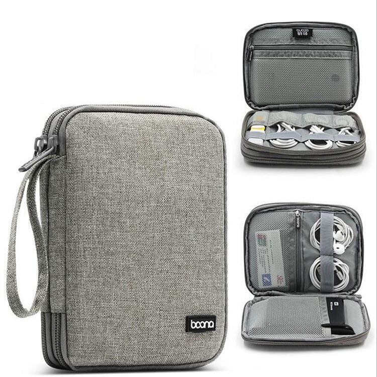 Baona Double Layer Cable Organizer Bag, Digital Accessories Case Grey