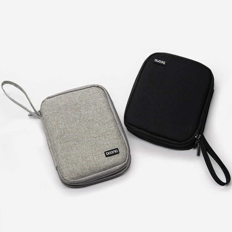 Double Layer Cable Organizer Bag – Portable Digital Accessories Storage Case for Chargers, USB Cables, Earphones (Grey/Black)