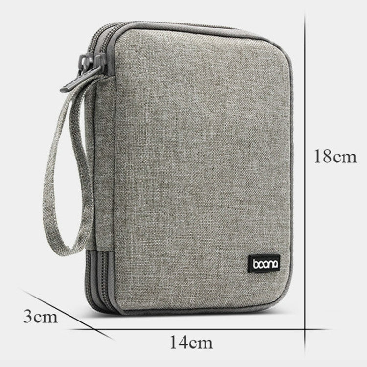Double Layer Cable Organizer Bag – Portable Digital Accessories Storage Case for Chargers, USB Cables, Earphones (Grey/Black)