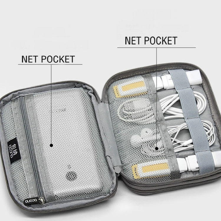 Double Layer Cable Organizer Bag – Portable Digital Accessories Storage Case for Chargers, USB Cables, Earphones (Grey/Black)