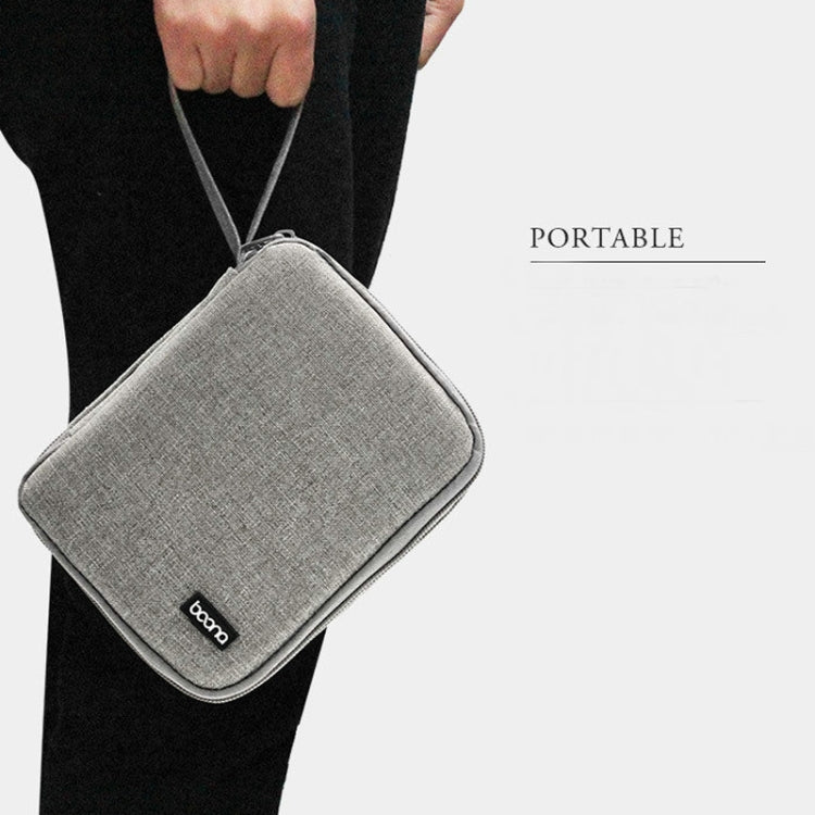 Double Layer Cable Organizer Bag – Portable Digital Accessories Storage Case for Chargers, USB Cables, Earphones (Grey/Black)