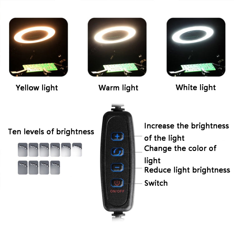 Six-Jaw LED Lamp Magnifying Glass Soldering Station with Fan, N-SS6LMF-BK9, N-SS6LF-BK9