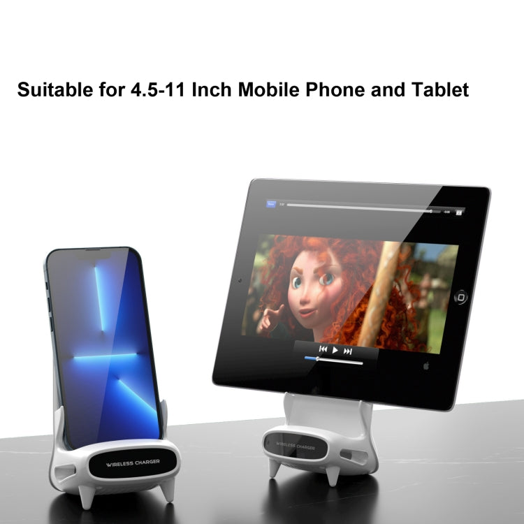 15W Desktop Vertikal-Lautsprecher Kabelloses Ladegerät Ständer für 4,5-11 Zoll Mobiltelefon Tablet