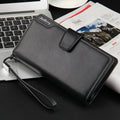 Baellerry Freizeit-Geldbörse, langes Clutch-Portemonnaie im Dreifach-Faltdesign, multifunktionale Handytasche für Herren, Braun, Schwarz