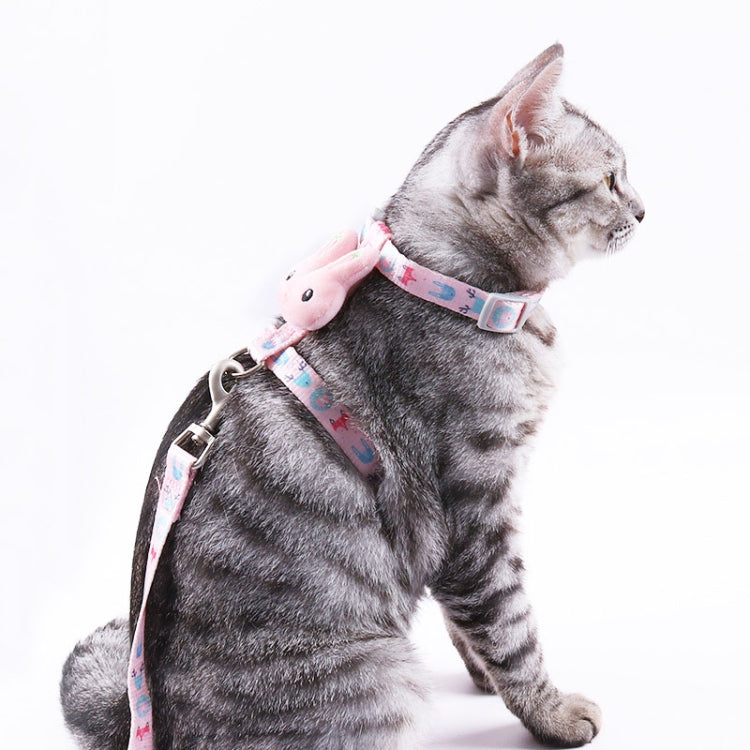 Rabbit Head Type Cat Traction Rope Anti-breakaway Adjustable Cat Leash, Small Suitable for Within 3kg, Large Suitable for 3-6kg