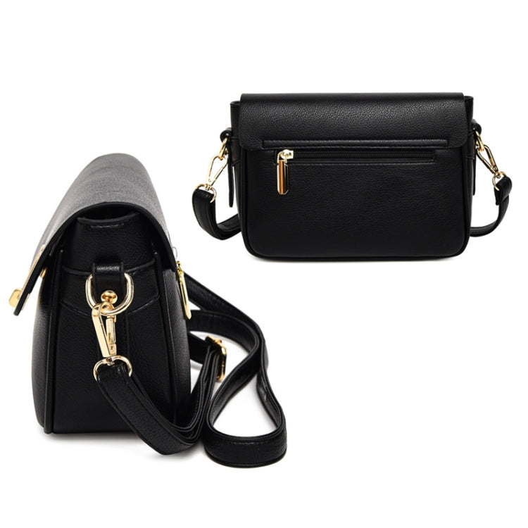 Ladies Texture Large Capacity Single Shoulder Crossbody Bag(Black)