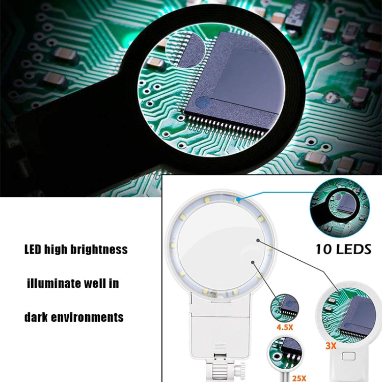 Multifunktionale Desktop-Lupenleuchte für Chip-Lötreparaturen mit LED-Licht (Schwarz)