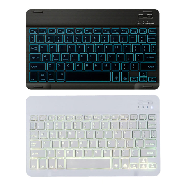 78 Keys 10 Inch RGB Colorful Backlit Bluetooth Keyboard For Mobile Phone / Tablet, Black, White