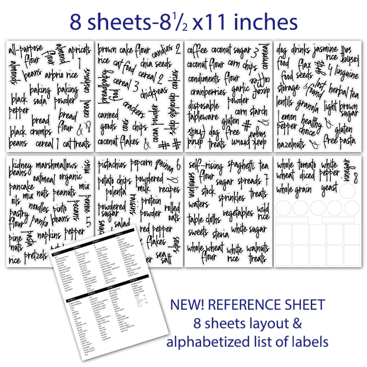 168 Stück Vorratskammer-Aufkleber Wasserdichte und ölbeständige Lebensmitteletiketten