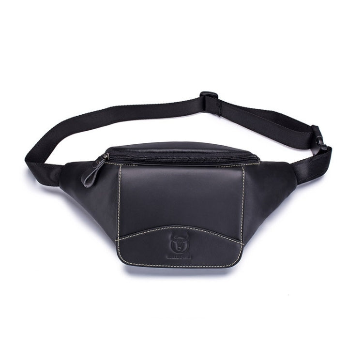 BULL CAPTAIN Cowhide Waist Bag Large Capacity Multifunctional Wallet For Men, Black, Yellow Brown