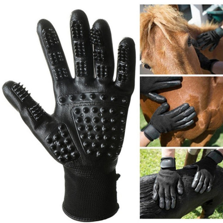 Pet Grooming Bath Gloves Hair Remover & Massage Cleaning Mitt Black