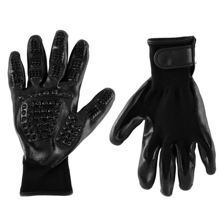 Pet Grooming Bath Gloves Hair Remover & Massage Cleaning Mitt Black
