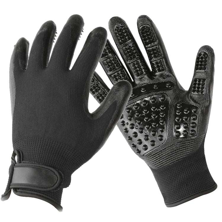 Pet Grooming Bath Gloves Hair Remover & Massage Cleaning Mitt Black