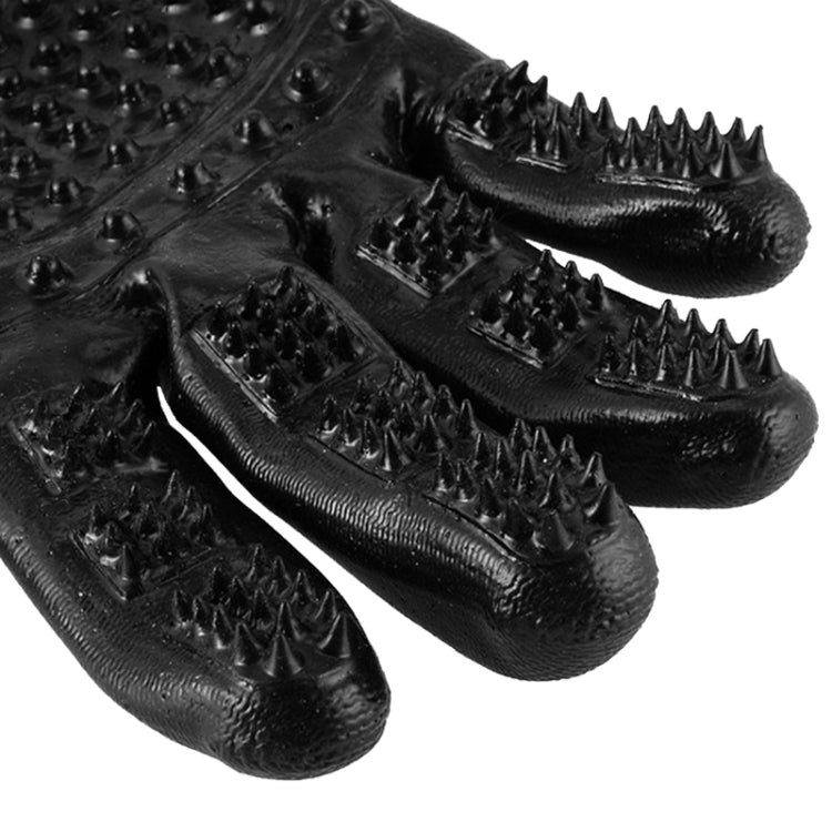 Pet Grooming Bath Gloves Hair Remover & Massage Cleaning Mitt Black