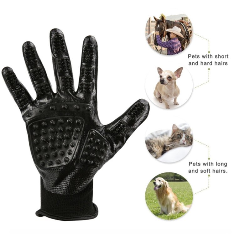 Pet Grooming Bath Gloves Hair Remover & Massage Cleaning Mitt Black