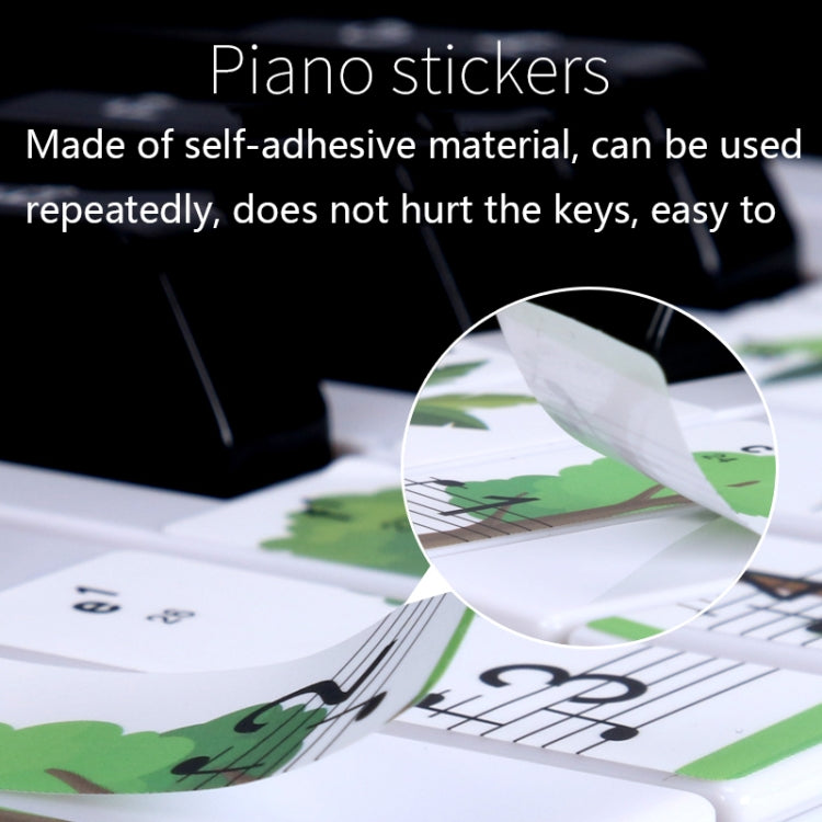 M52 88/76/61/54/49 Keys Piano Keyboard Stickers, Tree, Giraffe