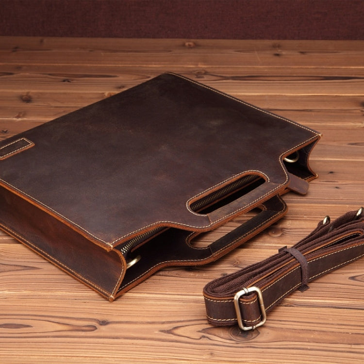 Leather Vintage Shoulder Bag Crossbody Portable Business Briefcase, Business Briefcase