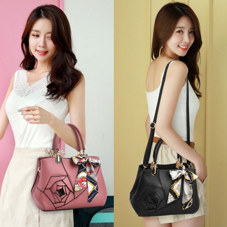 378 Three-dimensional Carved Ladies Handbag(Black)