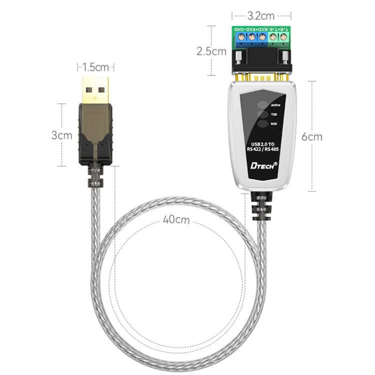 DTECH DT-5119 0,5 m USB-auf-RS485/422 industrieller Konverter Serielles Leitungskommunikationsadapter, DT-5119 0,5 m