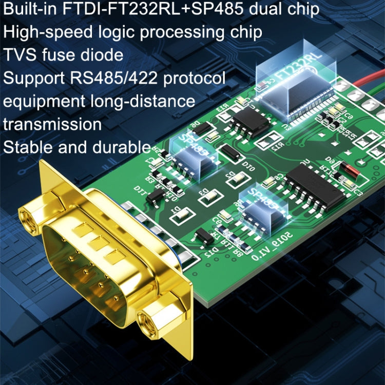 DTECH DT-5119 0,5 m USB-auf-RS485/422 industrieller Konverter Serielles Leitungskommunikationsadapter, DT-5119 0,5 m