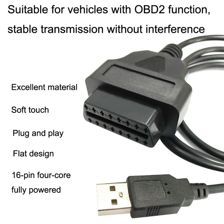 16PIN USB AM To OBD2 Female Conversion Cable Car Computer Diagnostic Cable, 16PIN