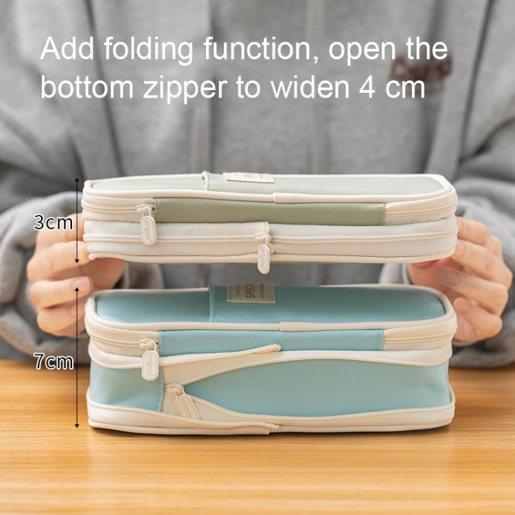 Angoo Macaron Pencil Case, Double Layer & Large Capacity (Pink/Green/Blue/Purple)