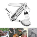 6-in-1 Folding Tableware (Fork/Knife/Spoon/Bottle Opener) for Camping and Survival