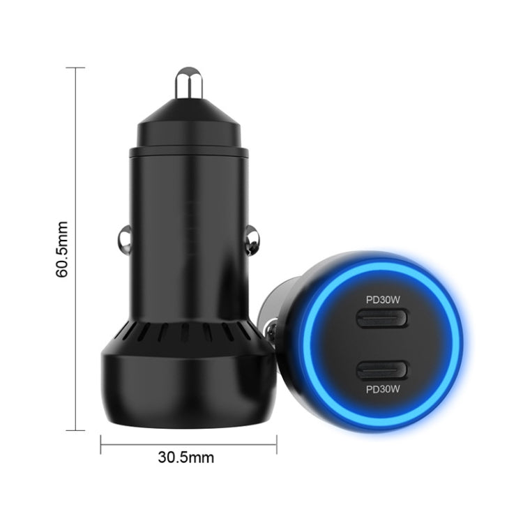 IBD352 Aluminum Alloy Dual Interface Car Charger, Spec: Double QC3.0 36W