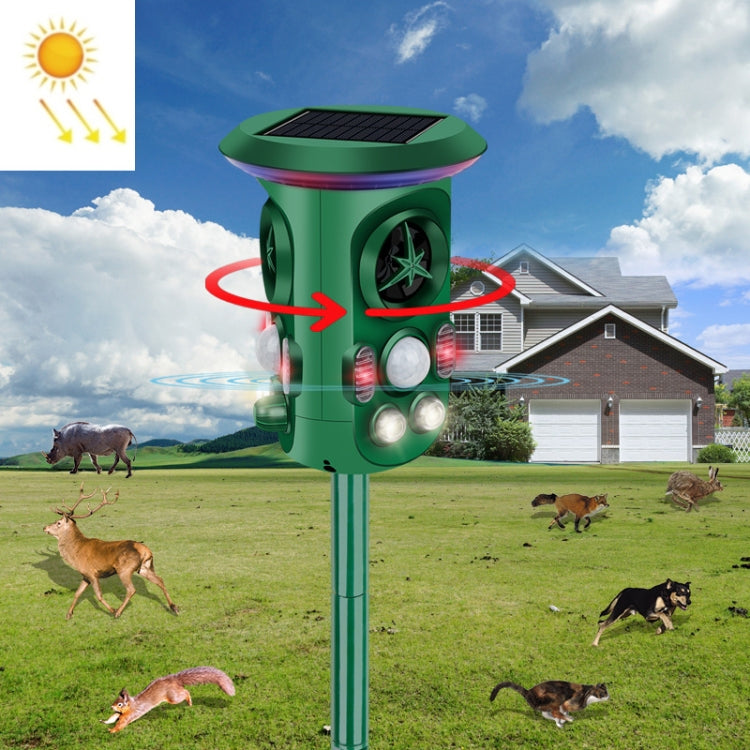 RC-543 Solar Energy 360 Degree Omnidirectional Ultrasonic Bird Repeller Animal Repeller, RC-543 Dark Green