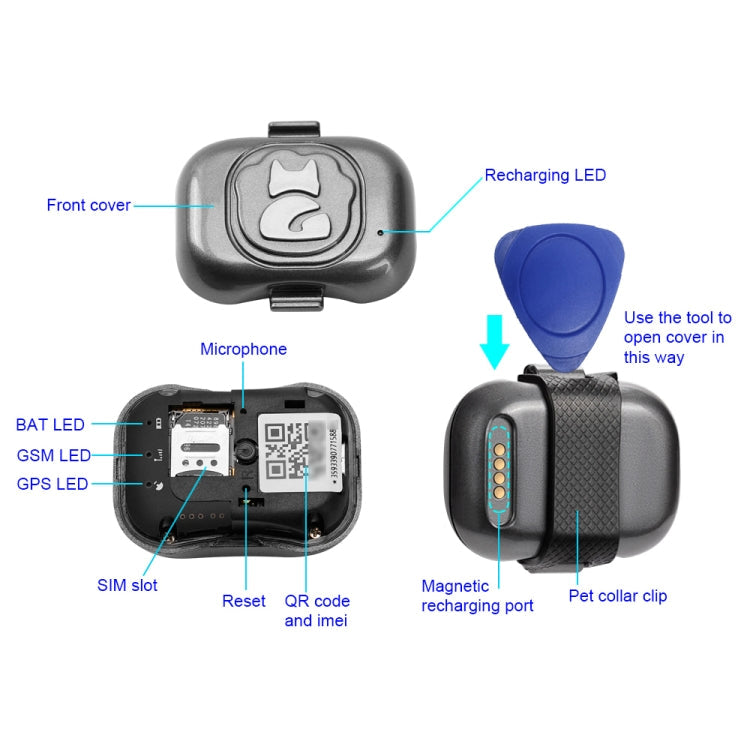 Pets GPS Tracker IP67 Waterproof Smart Collar Anti-lost Tracking for Dog Cat