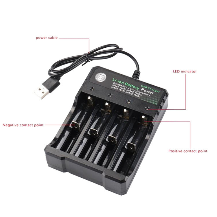 18650 4-Slot USB Lithium Battery Charger