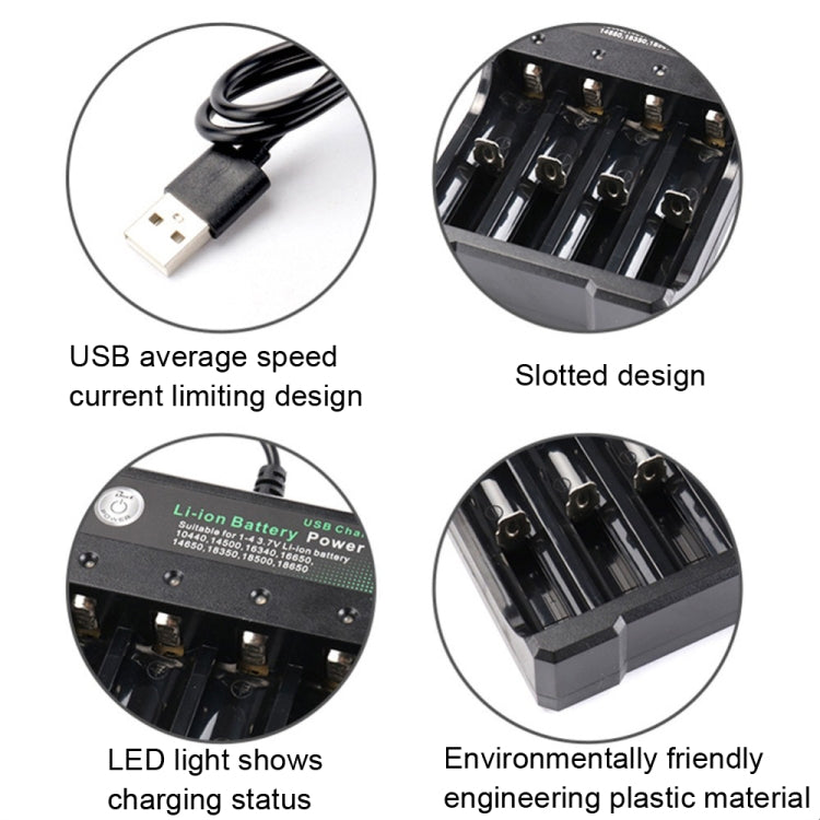 18650 4-Slot USB Lithium Battery Charger