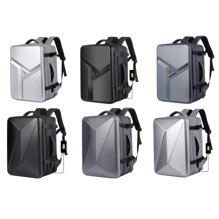 Large-capacity Waterproof Expandable Hard Shell Backpack with USB Charging Hole(161 Light Grey)