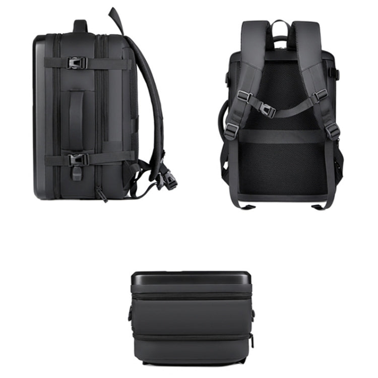 Large-capacity Waterproof Expandable Hard Shell Backpack with USB Charging Hole(162 Deep Gray)