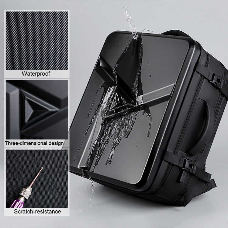Large-capacity Waterproof Expandable Hard Shell Backpack with USB Charging Hole(161 Dark Gray)