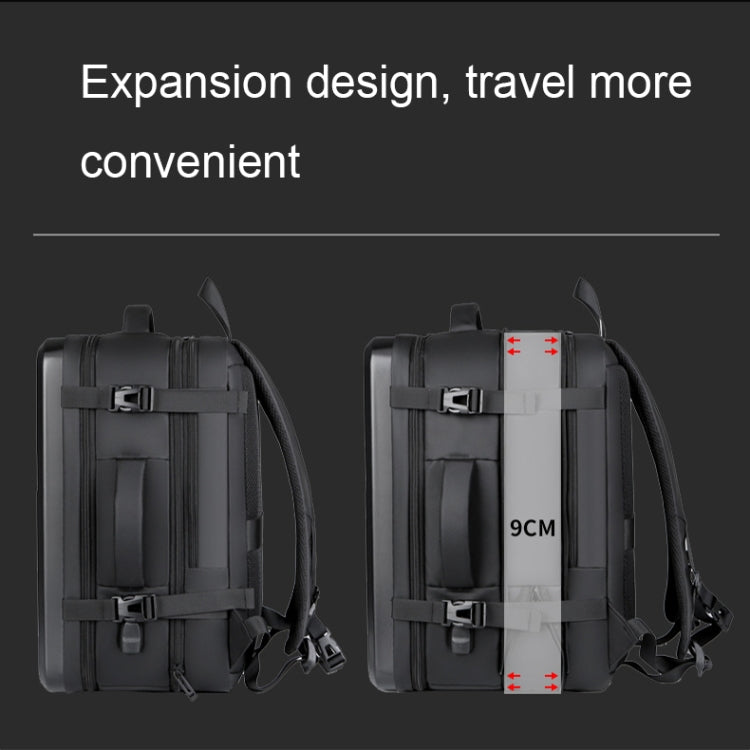 Large-capacity Waterproof Expandable Hard Shell Backpack with USB Charging Hole(161 Light Grey)