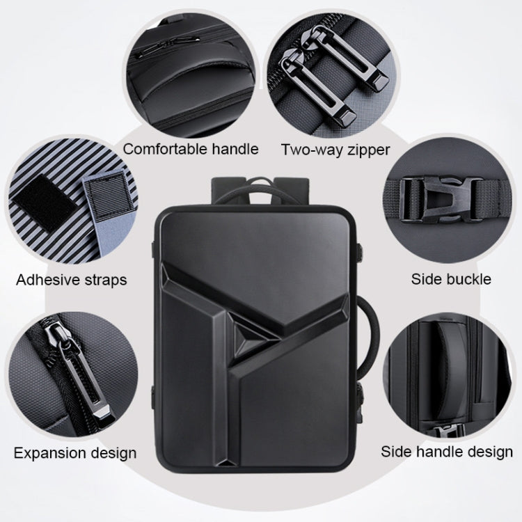 Large-capacity Waterproof Expandable Hard Shell Backpack with USB Charging Hole(162 Deep Gray)
