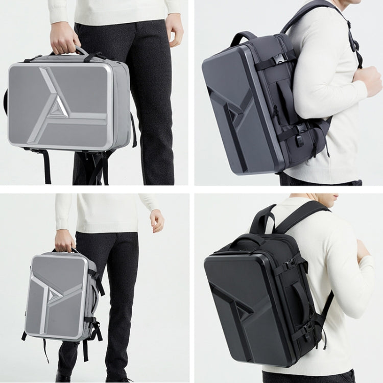 Large-capacity Waterproof Expandable Hard Shell Backpack with USB Charging Hole(161 Light Grey)