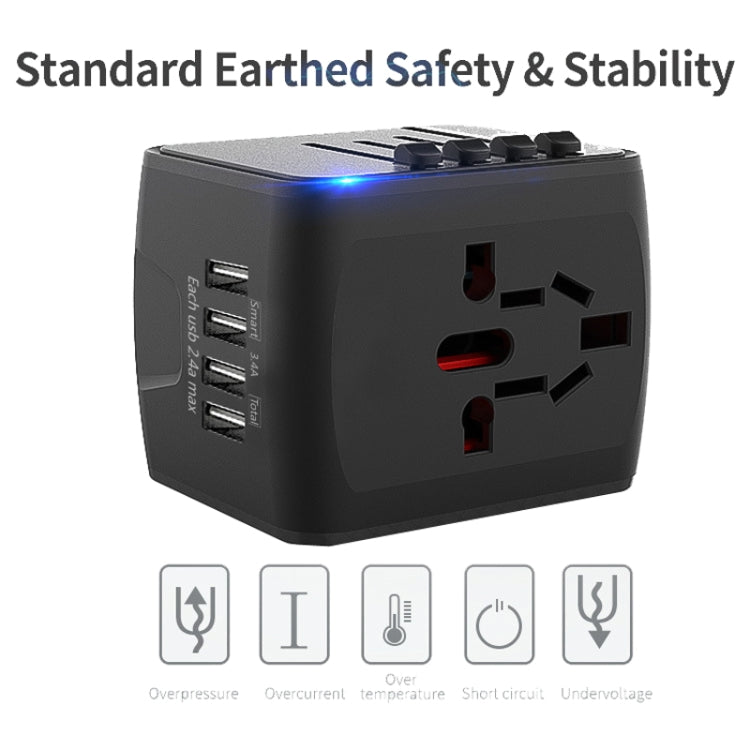 BMAX 199-04U Reise Multifunktionaler USB-Konverter 4 USB Universalsteckdose, BMAX 199-04U Blau, BMAX 199-04U Schwarz