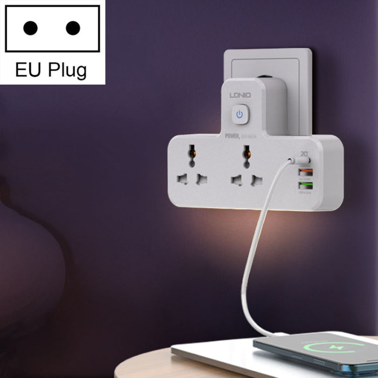 LDNIO SC2311 20W PD+QC 3.0 Multifunktionale Heim-Schnellladebuchse mit Nachtlichtfunktion, Spez.: EU-Stecker, UK-Stecker, US-Stecker
