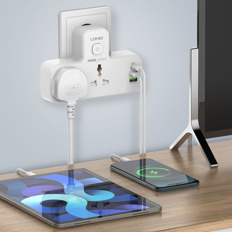 LDNIO SC2311 20W PD+QC 3.0 Multifunktionale Heim-Schnellladebuchse mit Nachtlichtfunktion, Spez.: EU-Stecker, UK-Stecker, US-Stecker