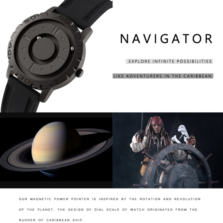 EUTOUR E030 Magnetic Ball Men Bezel-Free Design Watch