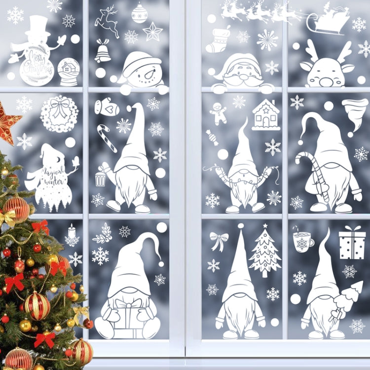 Weihnachtliche statische Glasfenster-Dekoration Hintergrund dekorative Aufkleber, Zwerg, weißer Wichtel, Weihnachtsmann + Pinguine, Weihnachtsmann, weißer Weihnachtsmann, Schneemann, Geisterelf