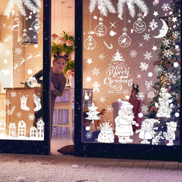 Weihnachtliche statische Glasfenster-Dekoration Hintergrund dekorative Aufkleber, Zwerg, weißer Wichtel, Weihnachtsmann + Pinguine, Weihnachtsmann, weißer Weihnachtsmann, Schneemann, Geisterelf