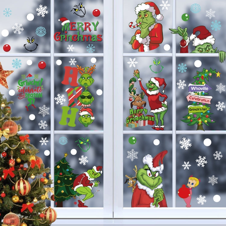 Weihnachtliche statische Glasfenster-Dekoration Hintergrund dekorative Aufkleber, Zwerg, weißer Wichtel, Weihnachtsmann + Pinguine, Weihnachtsmann, weißer Weihnachtsmann, Schneemann, Geisterelf