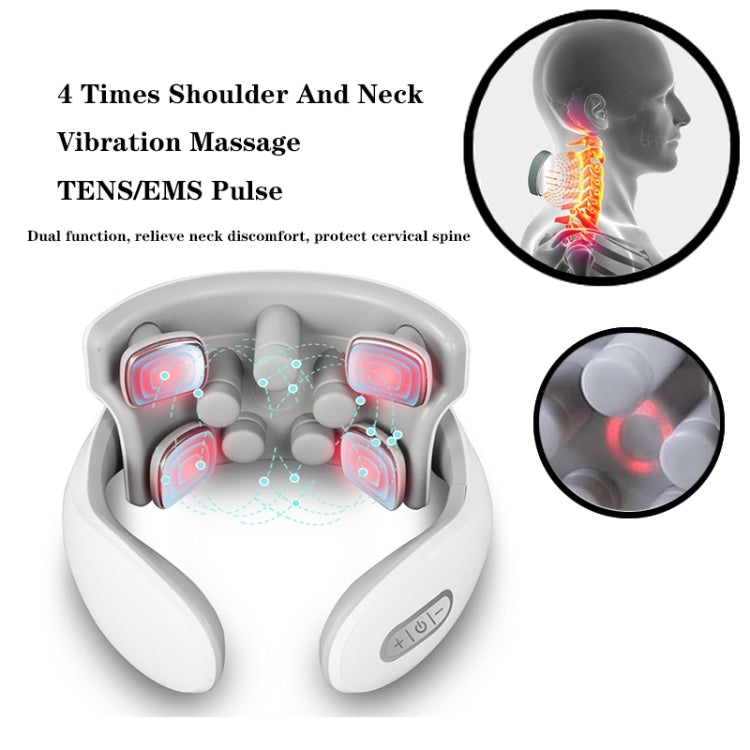 H88 Four Head Neck and Shoulder Massager Vibration Hot compress Physiotherapy Instrument(White)