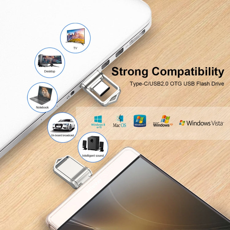 USB 2.0 + Type-C/USB-C High Speed ??Mini Computer and Phone Dual-purpose Rotary U Disk, 32GB, 64GB, 128GB