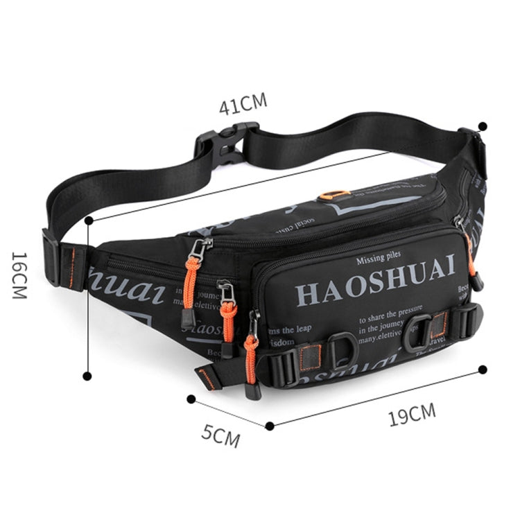 HAOSHUAI 5135 Outdoor Men Waist Bag Waterproof Nylon Cloth Men Bag, 5135 Dark Blue, 5135 Black